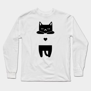 Cute kitten and black heart Long Sleeve T-Shirt